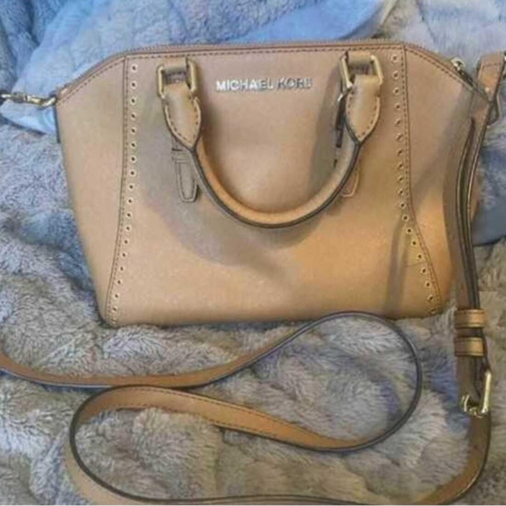 Michael Kors Tan Satchel with Gold Hardware